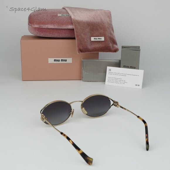 Miu Miu Women Sunglasses Pale Gold Grey Gradient Oval MU52YS ZVN5D1 BRAND NEW main image 9